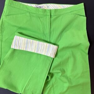 Duck Head Wide Leg Stretch Capri Pants Women's Size 10 Striped Leg Flip Green